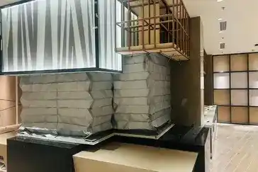 Accordion Fire Curtains in circular atrium installation
