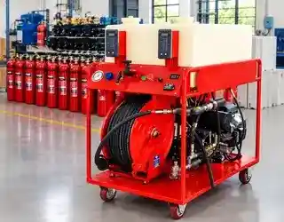 Supremex 200 litre water mist trolley with petrol engine, SS 304 tank and hose reel